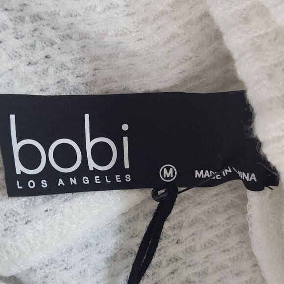 Bobi White Cowl Neck Waffle Knit Top NWT Medium Revolve Thermal Knit Comfy Top - Picture 6 of 12